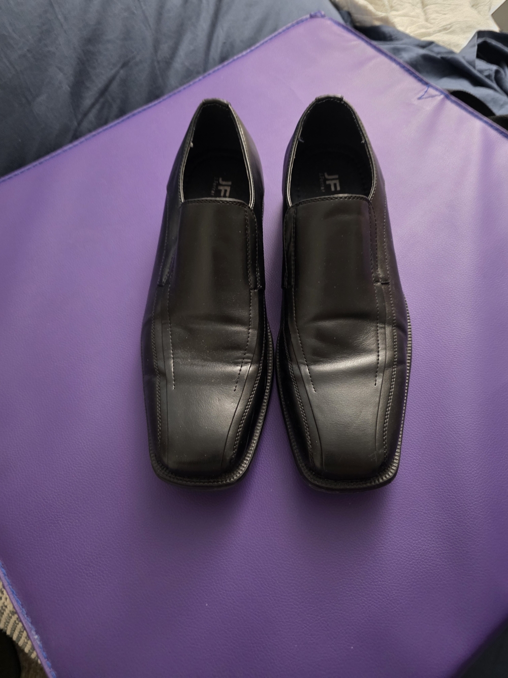JF J.Ferrar DASH Men's Black Leather Slip-On Loafers